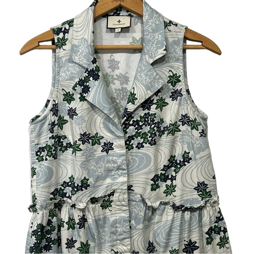 Tuckernuck Royal Shirtdress Coastal Preppy Province Breeze Floral Print Blue S - Picture 3 of 15
